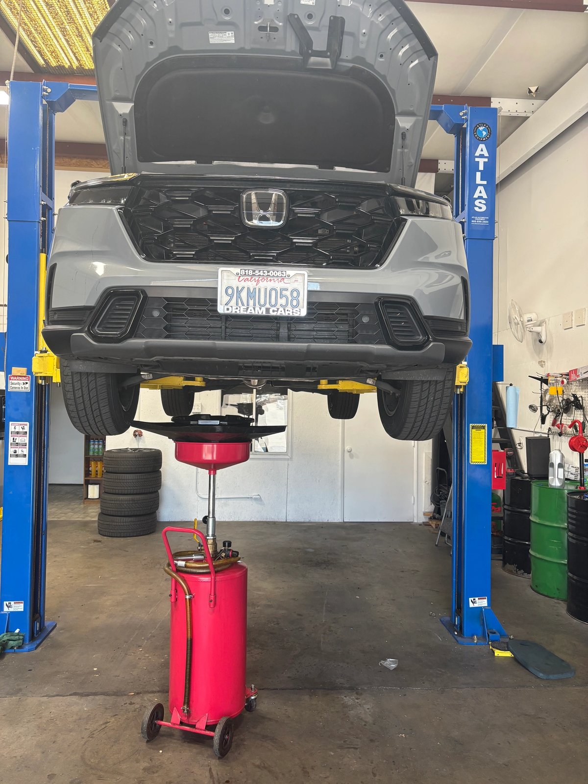 Honda CR-V on the lift for maintenance