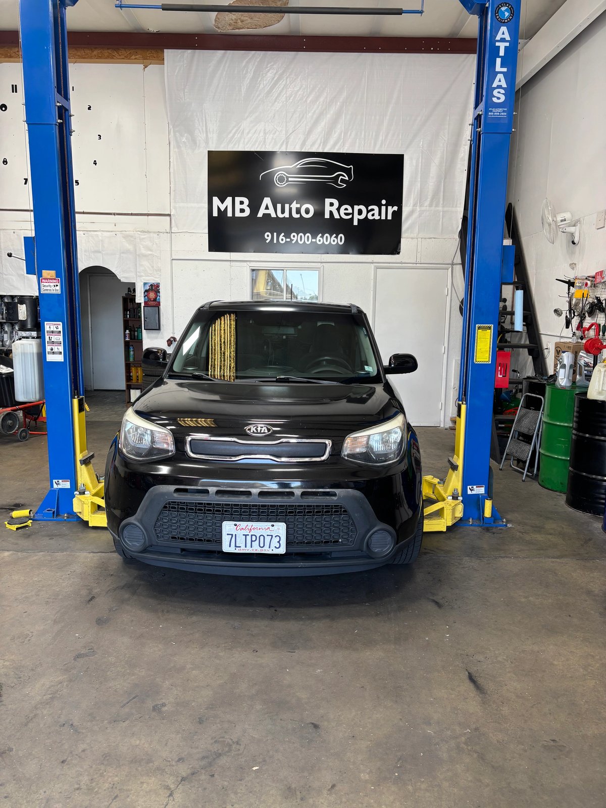 Kia Soul in a service bay